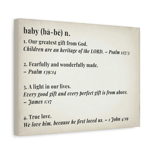 Scripture Walls Baby Definition by God Bible Verse Canvas Christian Wall Art Ready to Hang Unframed