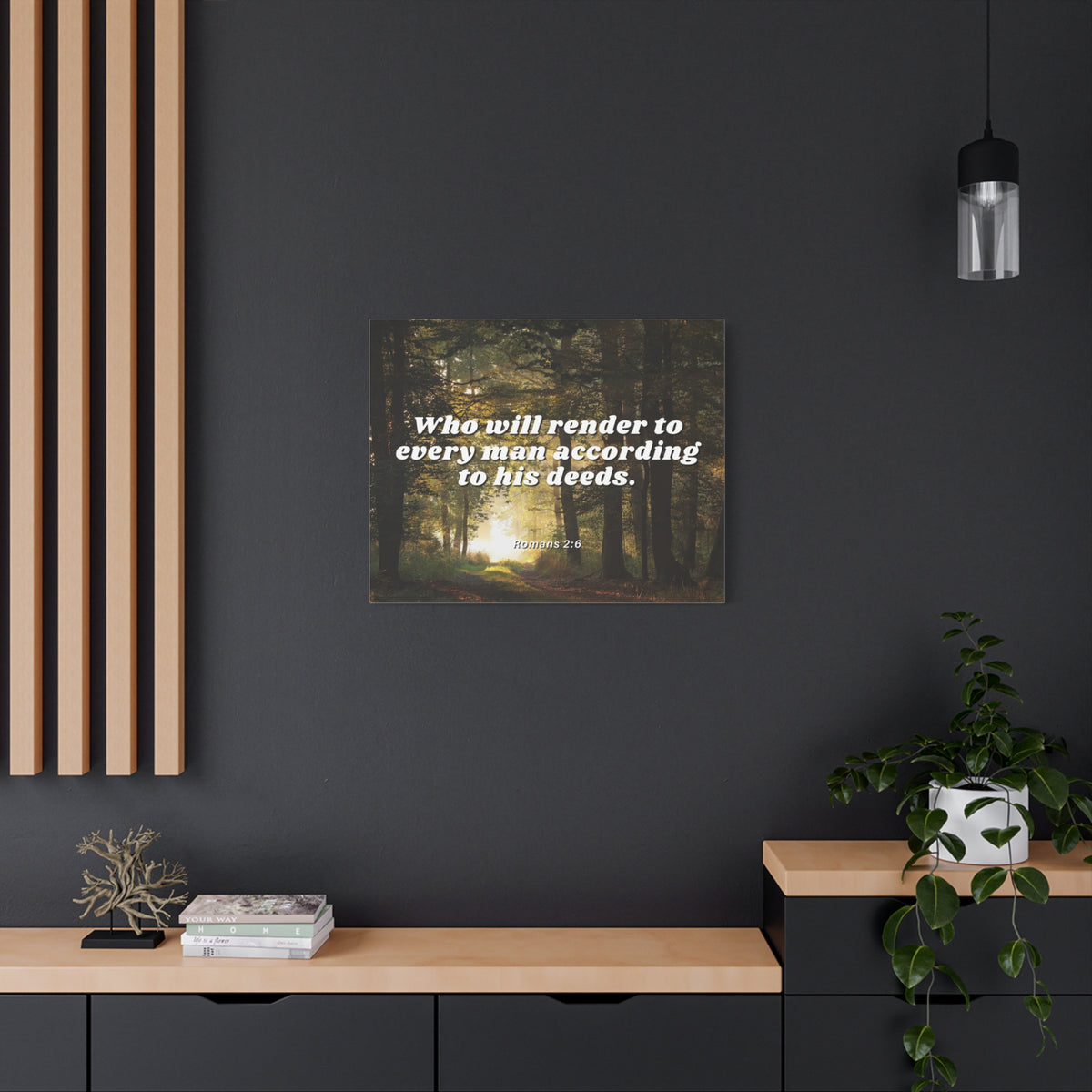Scripture Canvas Rendered By God Romans 2:6 Christian Wall Art Bible Verse Print Ready to Hang