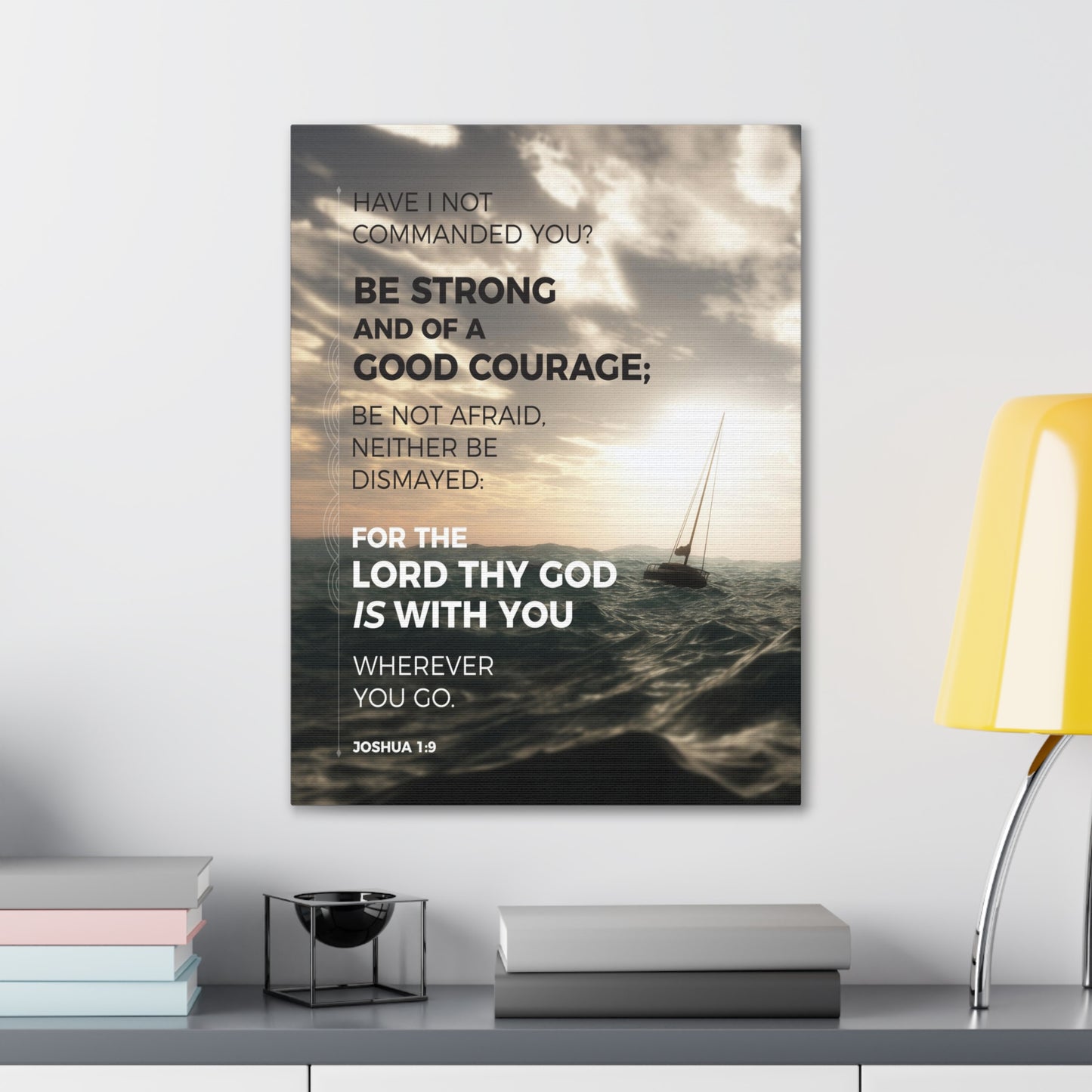 Good Courage Joshua 1:9 Sea Christian Wall Art Bible Verse Print Ready to Hang