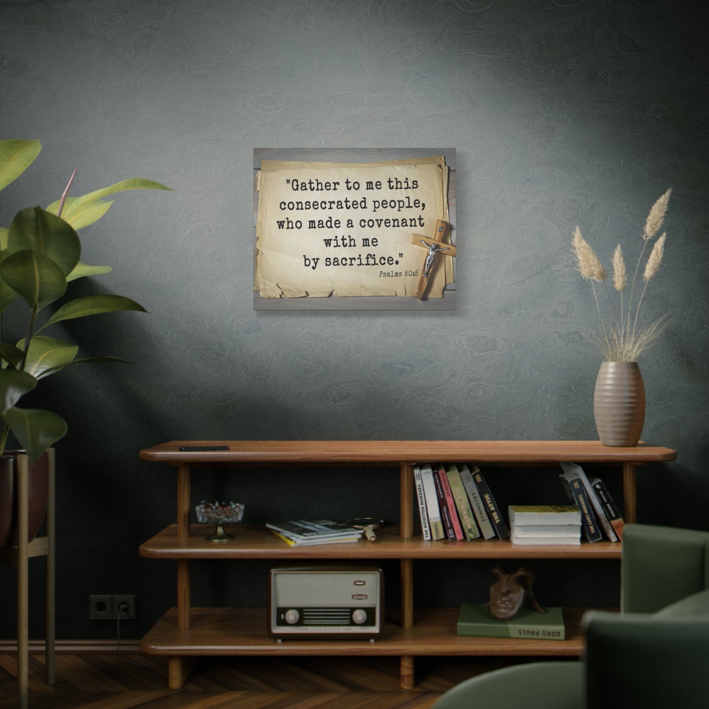 Scripture Walls By Sacrifice Psalm 50:5 Bible Verse Canvas Christian Wall Art Ready to Hang