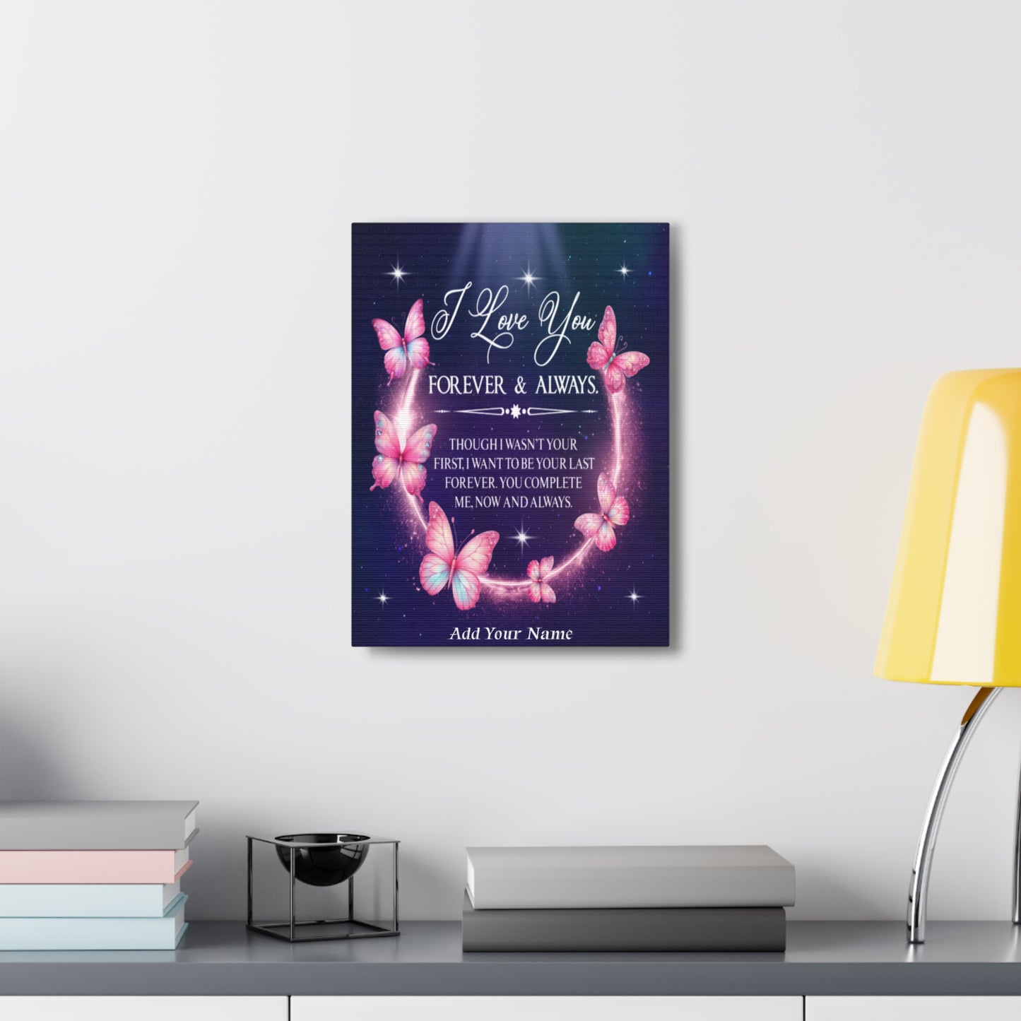 Personalized To My Wife Forever & Always Butterfly Canvas Wall Art – Romantic Gift for Eternal Love