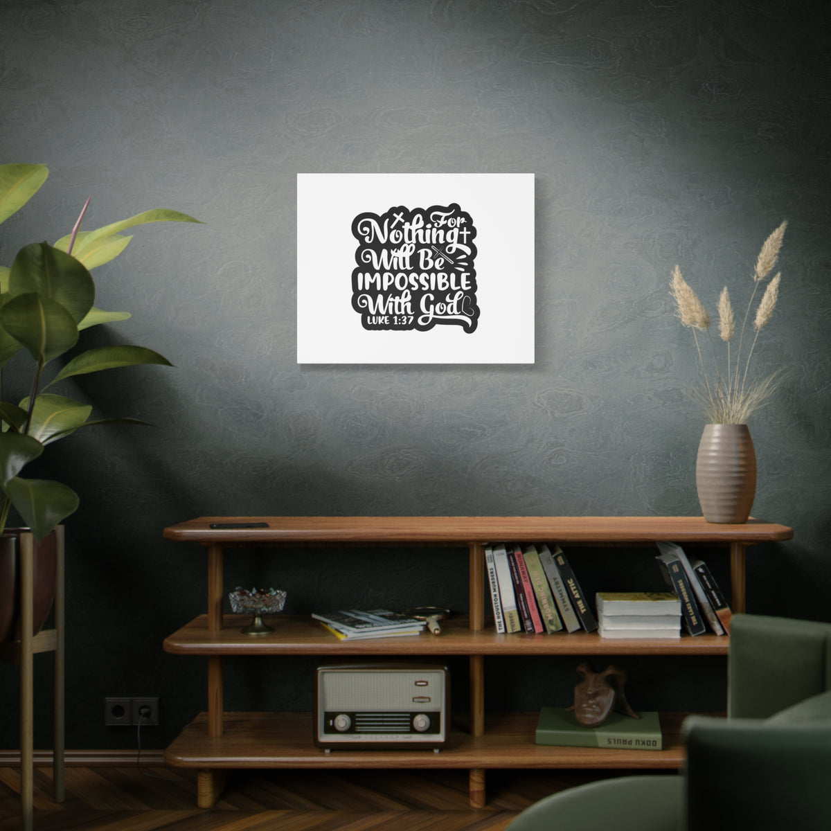 Scripture Canvas With God Luke 1:37 Christian Wall Art Bible Verse Print Ready to Hang