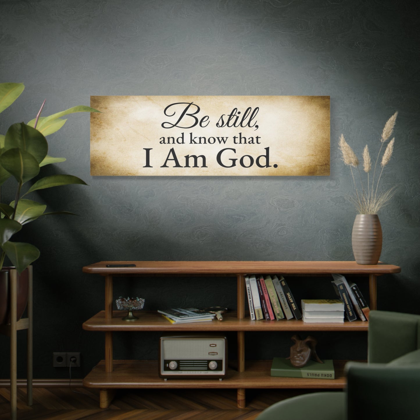 Scripture Walls Be Still Psalm 46:10 Gold Bible Verse Canvas Christian Wall Art Ready to Hang Unframed