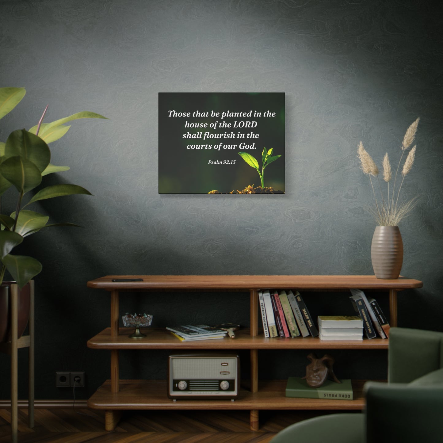 Scripture Walls Shall Flourish Psalm 92:13 Bible Verse Canvas Christian Wall Art Ready to Hang
