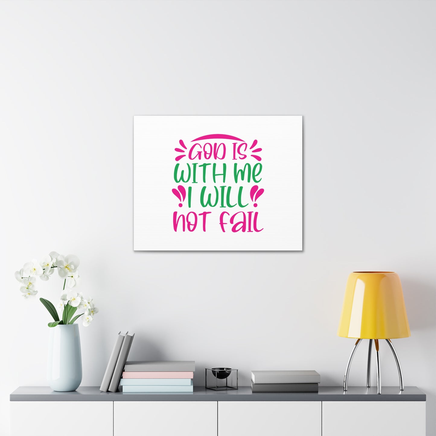 God Is With Me, I Will Not Fail Psalm 46:5 Christian Wall Art Bible Verse Print Ready to Hang