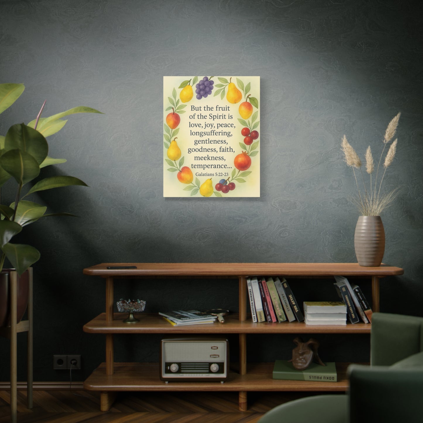 Bible Verse Canvas Galatians 5:22-23 Christian Home Décor Wall Art Scripture Ready to Hang Faith Print