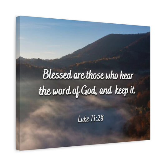 Scripture Canvas Blessed Are They Luke 11:28 Christian Wall Art Bible Verse Print Ready to Hang
