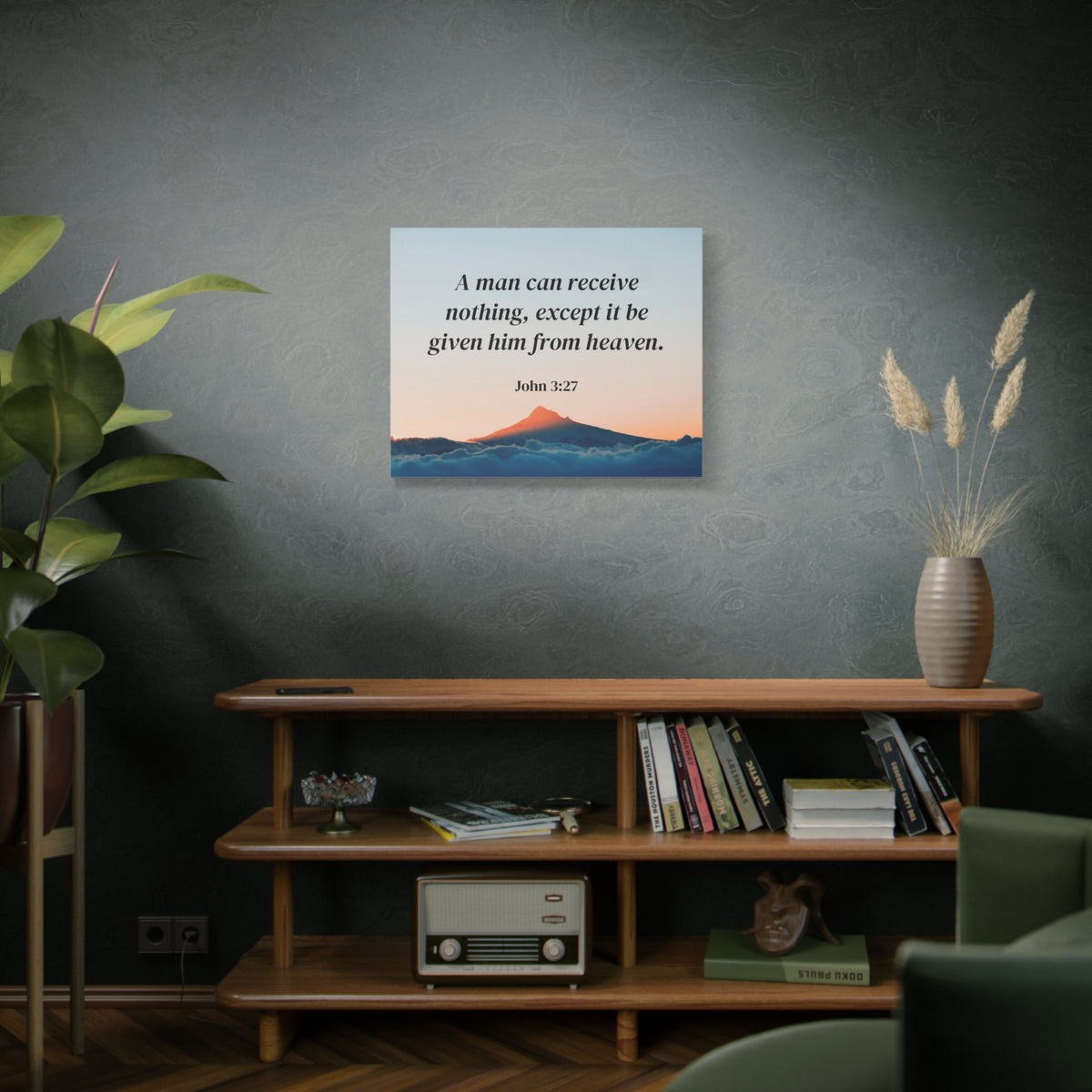 Scripture Canvas From Heaven John 3:27 Christian Wall Art Bible Verse Print Ready to Hang