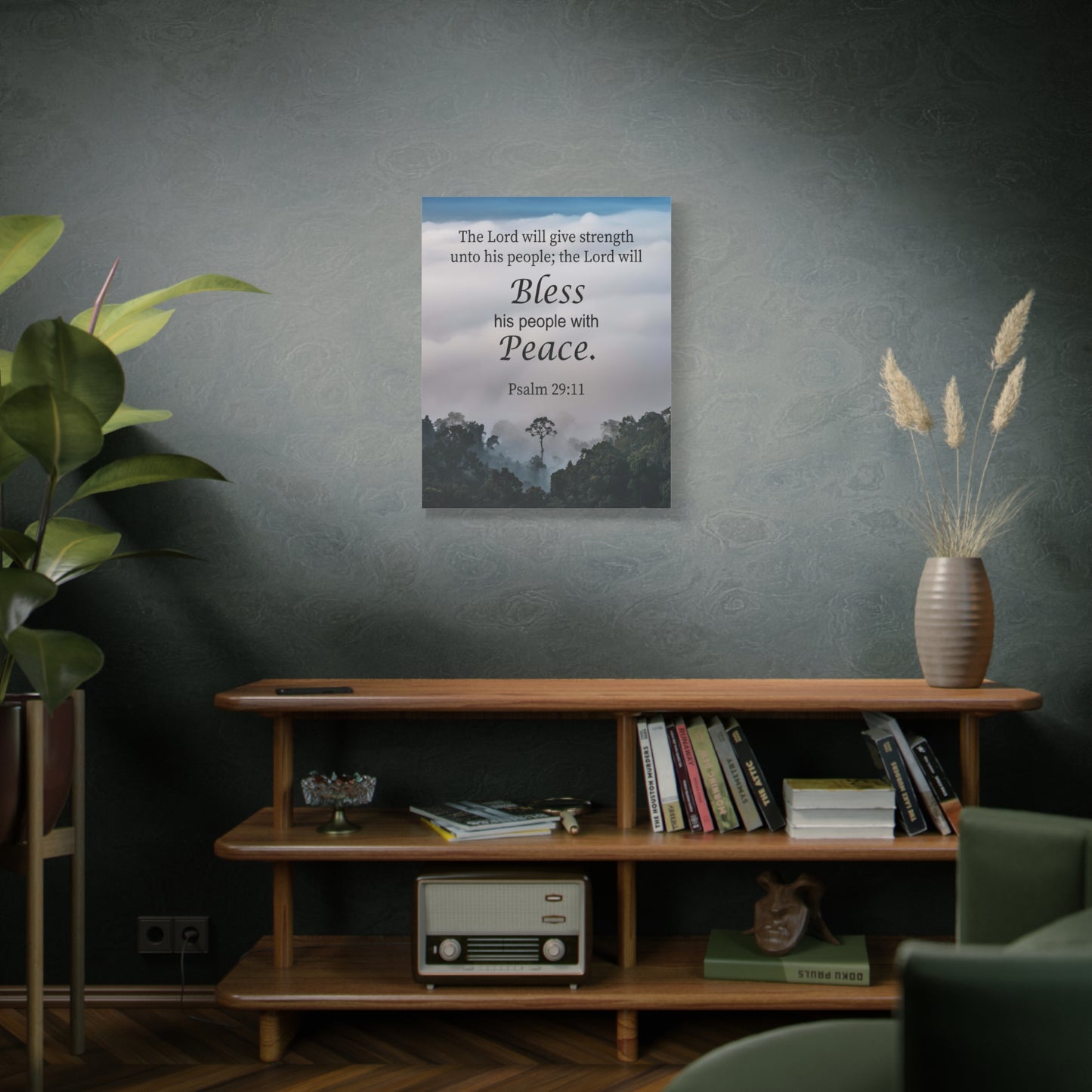 Scripture Canvas Bless Peace Psalm 29:11 Christian Wall Art Bible Verse Print Ready to Hang