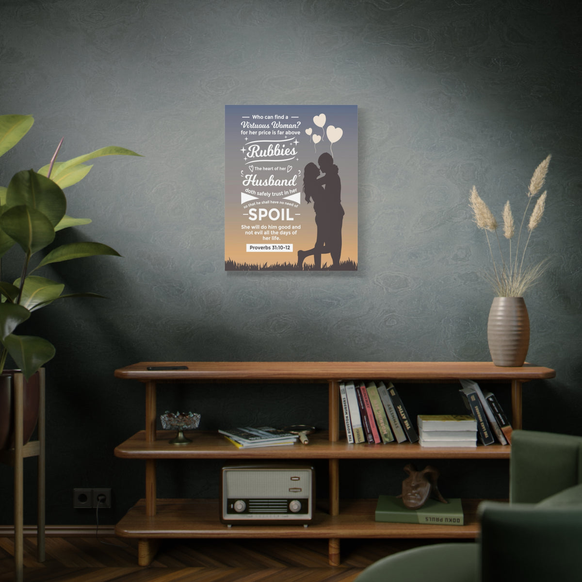 Scripture Canvas Rubbies Husband Proverbs 31:10-12 Christian Wall Art Bible Verse Print Ready to Hang
