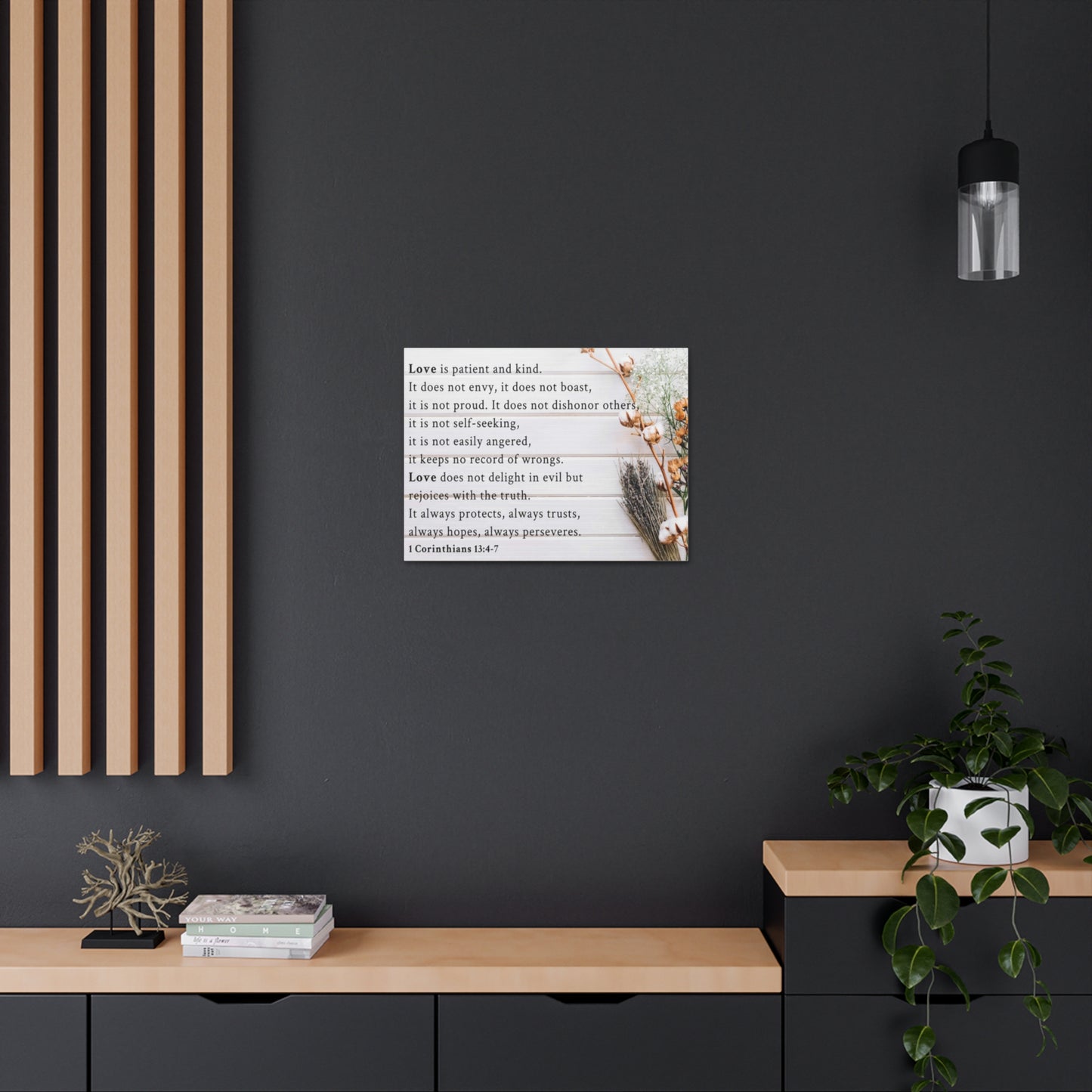 Love is 1 Corinthians 13:4-7 Bible Verse Canvas Christian Wall Art Ready to Hang Unframed