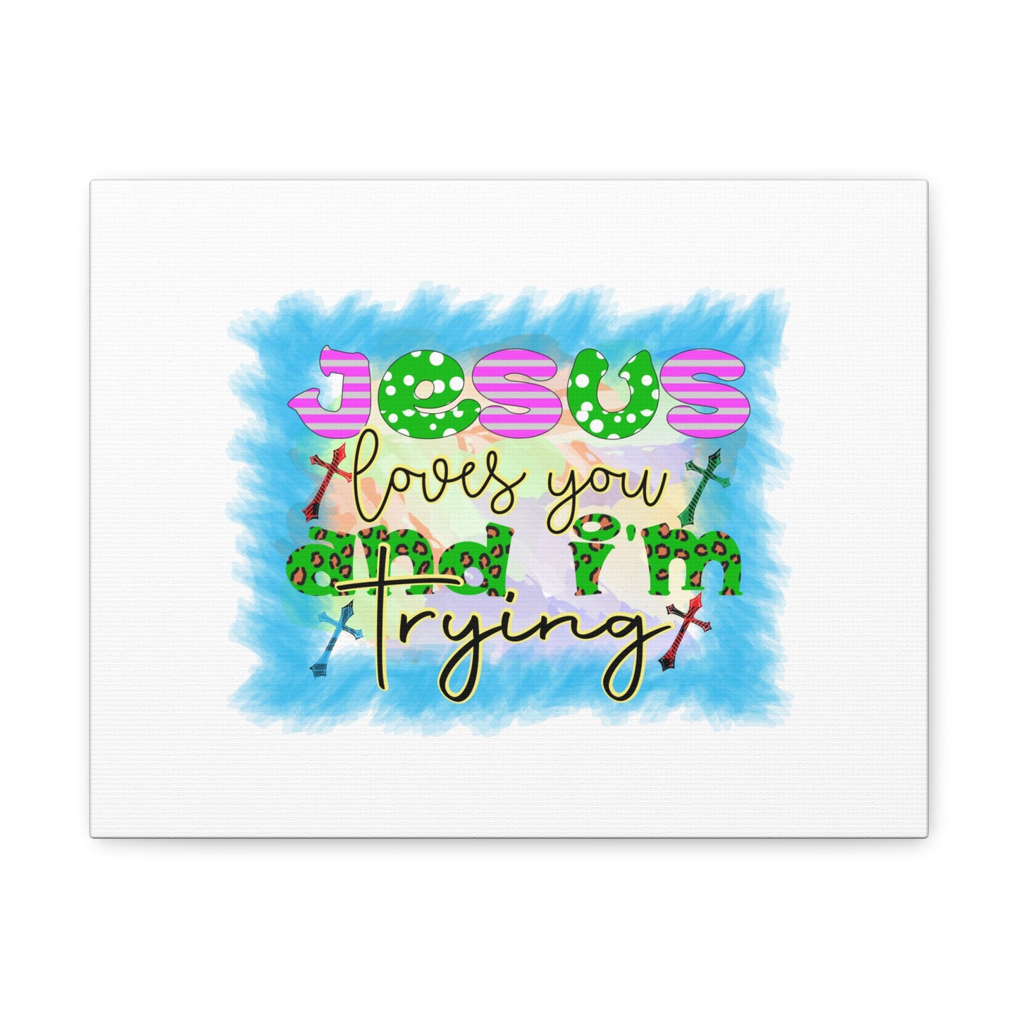 Jesus Loves You John 15:12 Blue Square Christian Wall Art Bible Verse Print Ready to Hang