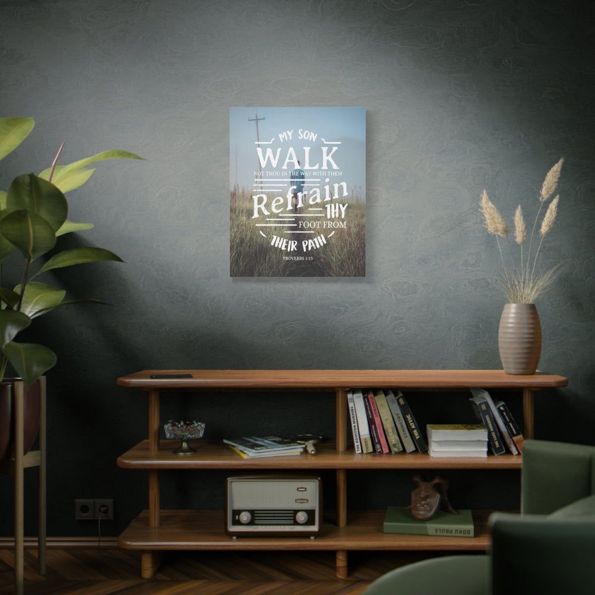 Scripture Canvas My Son Walk Proverbs 1:15 Christian Wall Art Bible Verse Print Ready to Hang