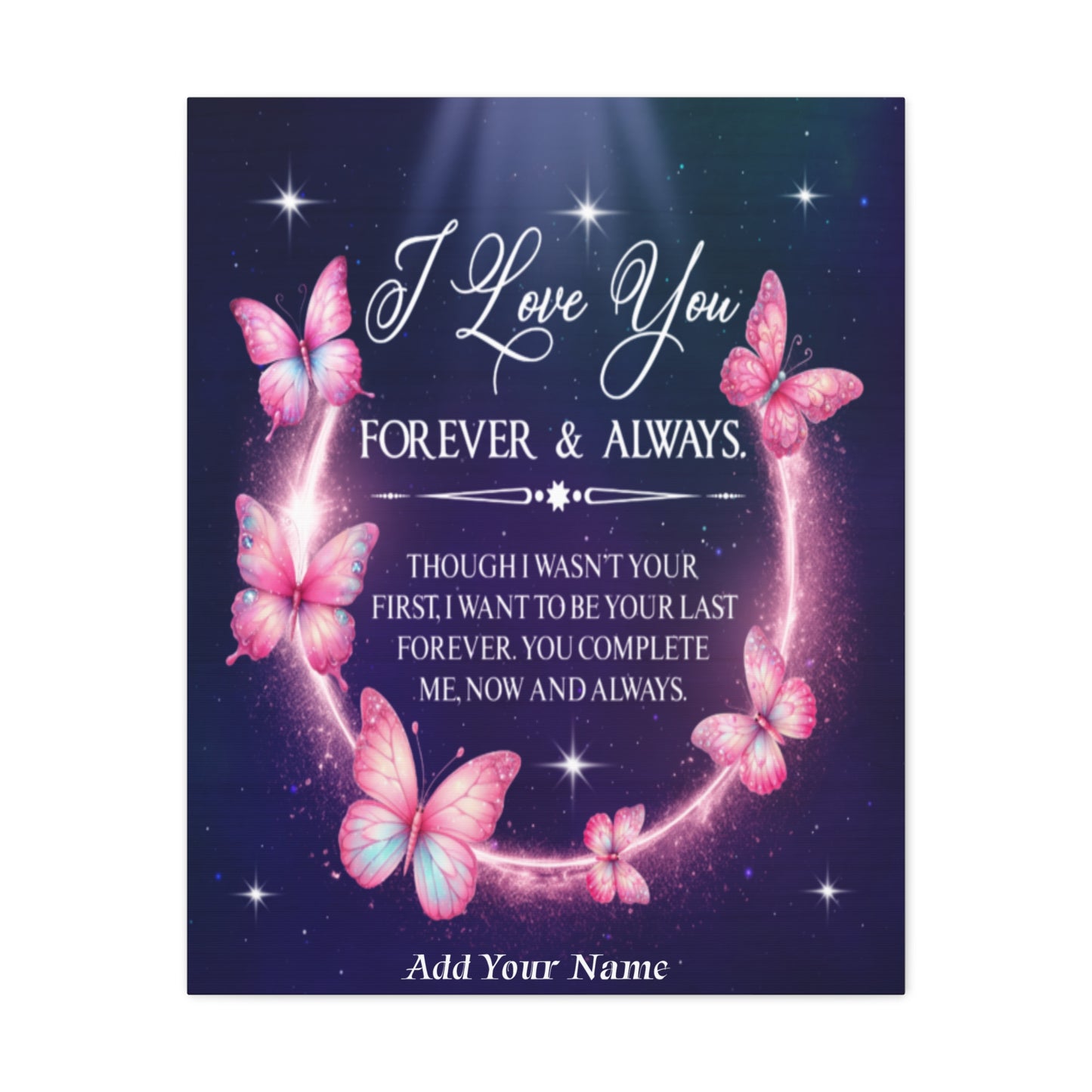 Personalized To My Wife Forever & Always Butterfly Canvas Wall Art – Romantic Gift for Eternal Love