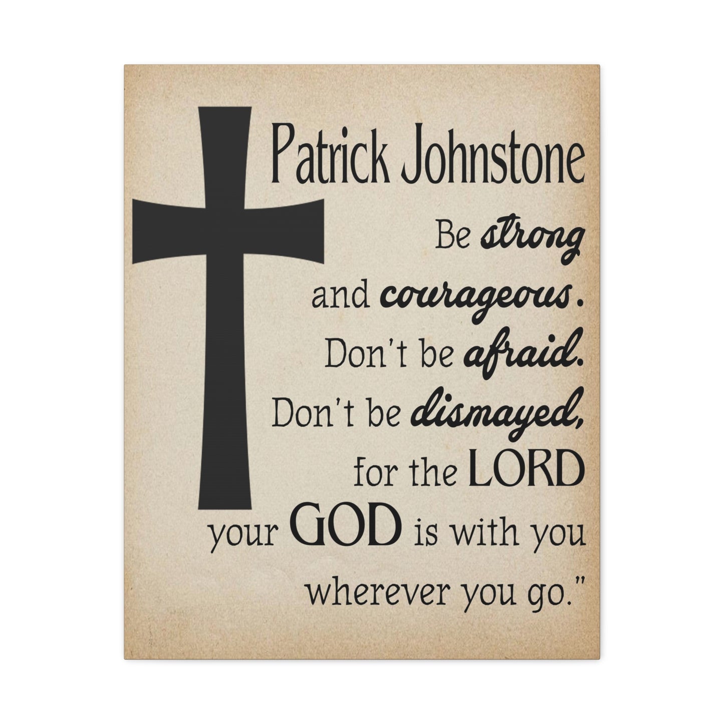 Personalized Joshua 1:9 Cross Bible Chapter Canvas Christian Wall Art Ready to Hang
