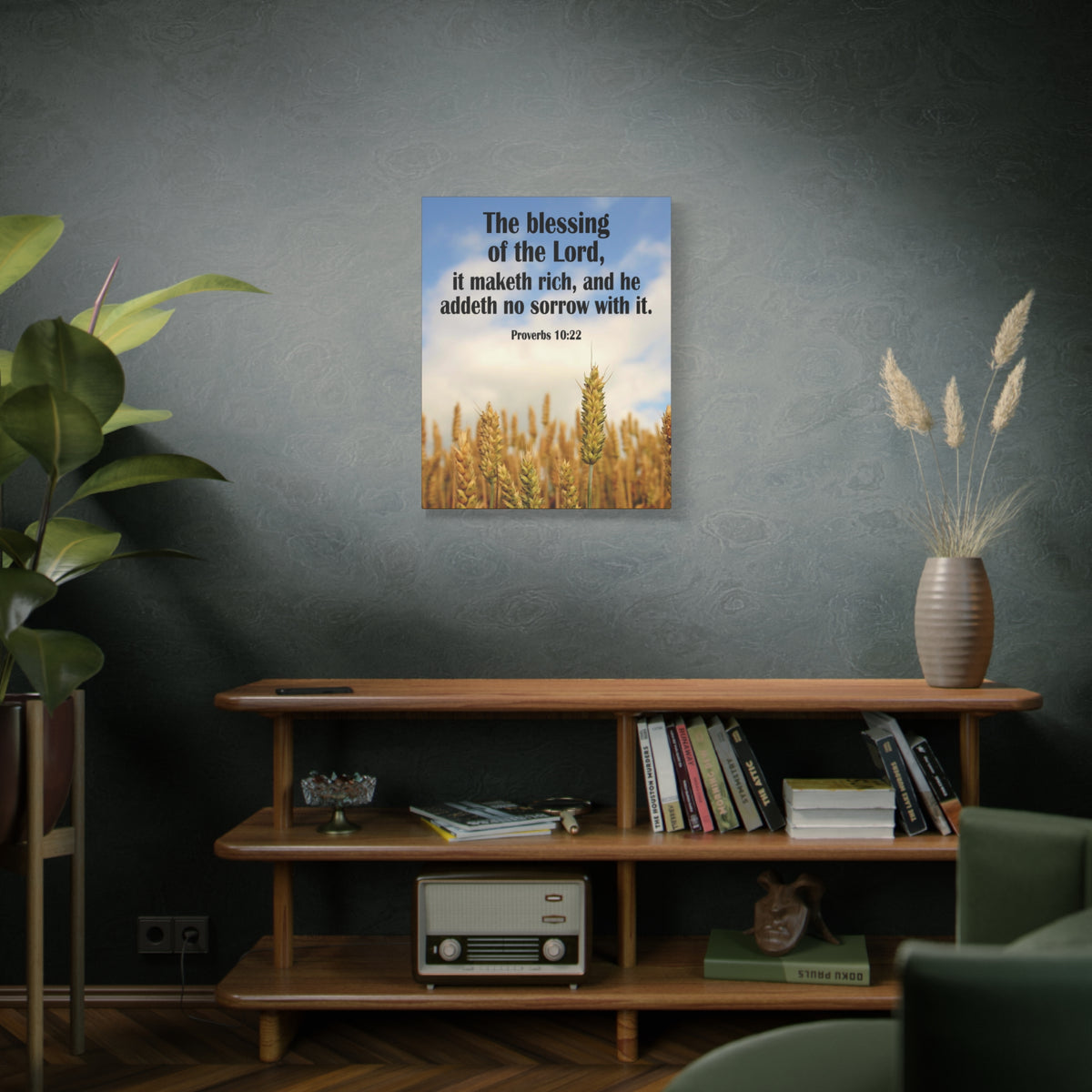 Scripture Canvas The Blessing of The Lord Proverbs 10:22 Christian Wall Art Bible Verse Print Ready to Hang