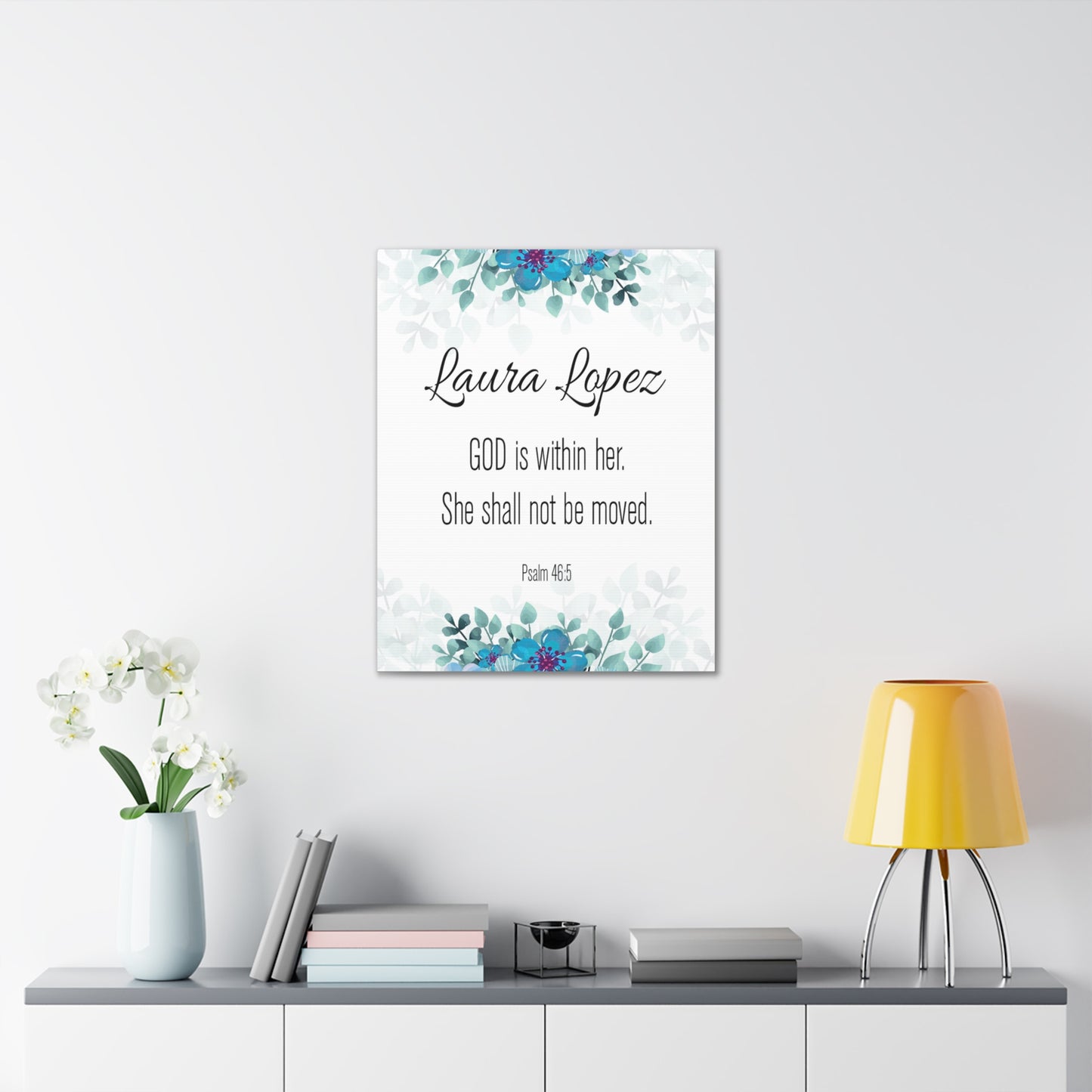 Personalized Scripture Walls God Is Within Her Psalm 46:5 Bible Chapter Canvas Christian Wall Art Ready to Hang