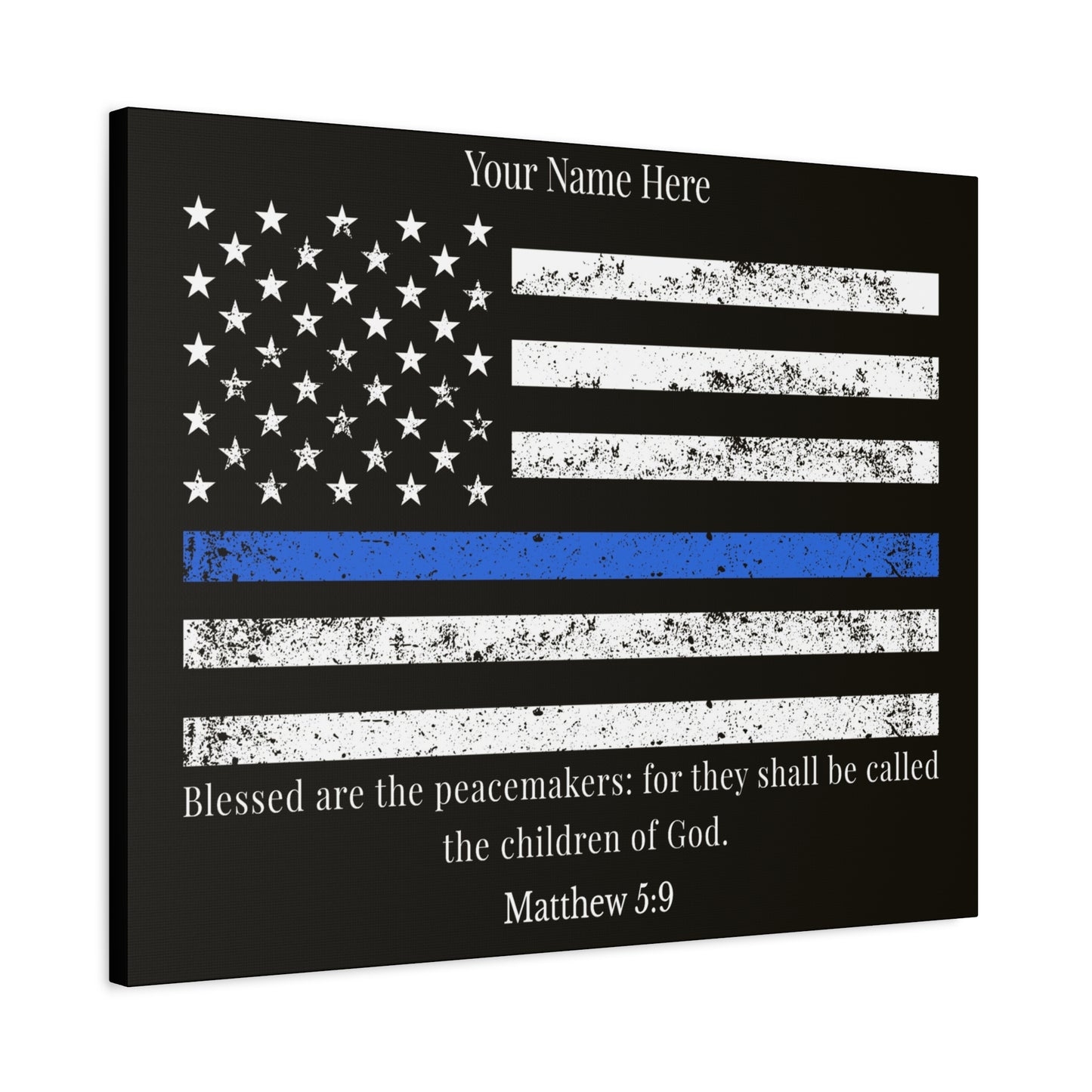 Personalized Matthew 5:9 Police Officer Badge Bible Canvas Christian Wall Art Ready to Hang Unframed