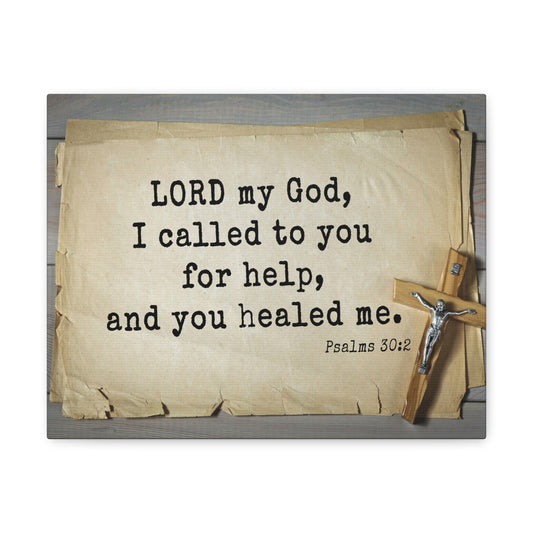 You Healed Me Psalms 30:2 Bible Verse Canvas Christian Wall Art Ready to Hang