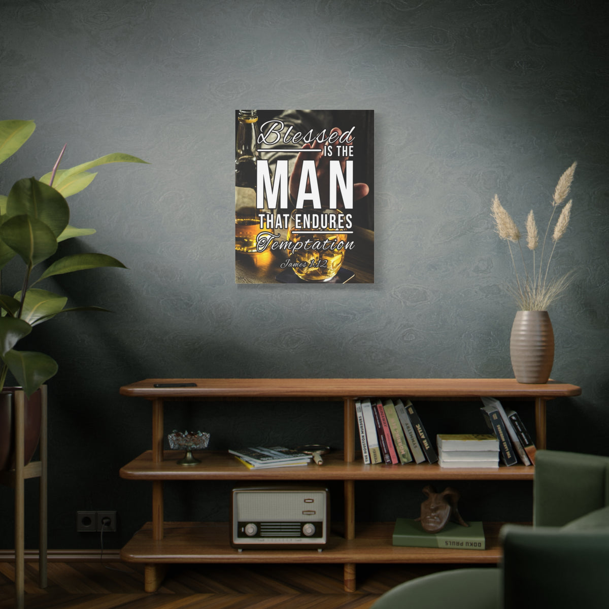 Scripture Canvas Blessed is the Man James 1:12 Christian Wall Art Bible Verse Print Ready to Hang