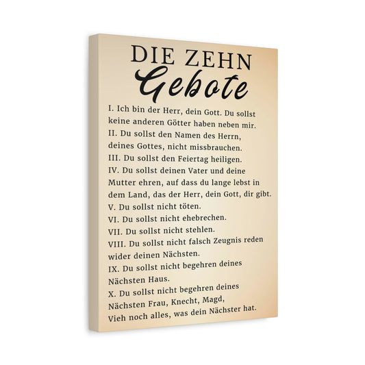 Scripture Walls Die Zehn Gebote 10 Commandments German Bible Verse Canvas Christian Wall Art Ready to Hang Unframed