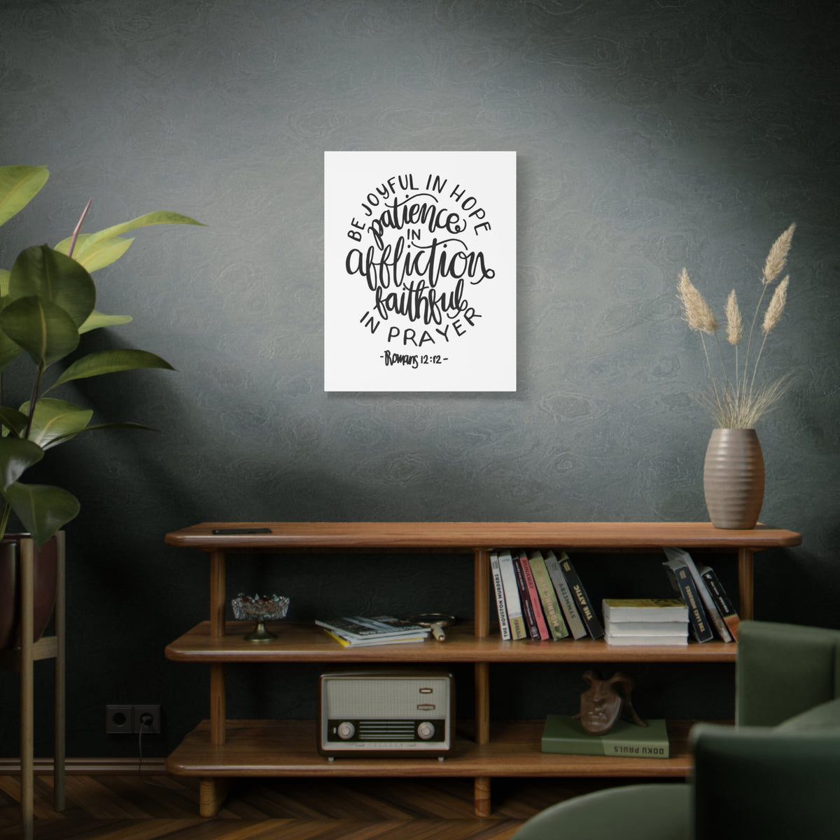Scripture Canvas Patience In Affliction Romans 12:12 Christian Wall Art Bible Verse Print Ready to Hang