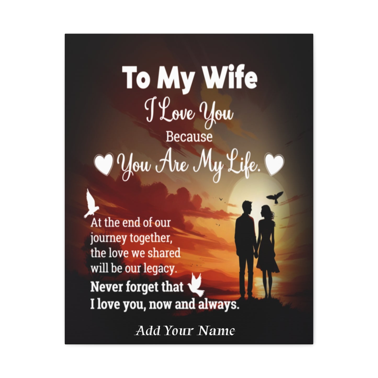 Personalized To My Wife Sunset Romance Canvas Wall Art - Heartfelt Gift of Love & Legacy