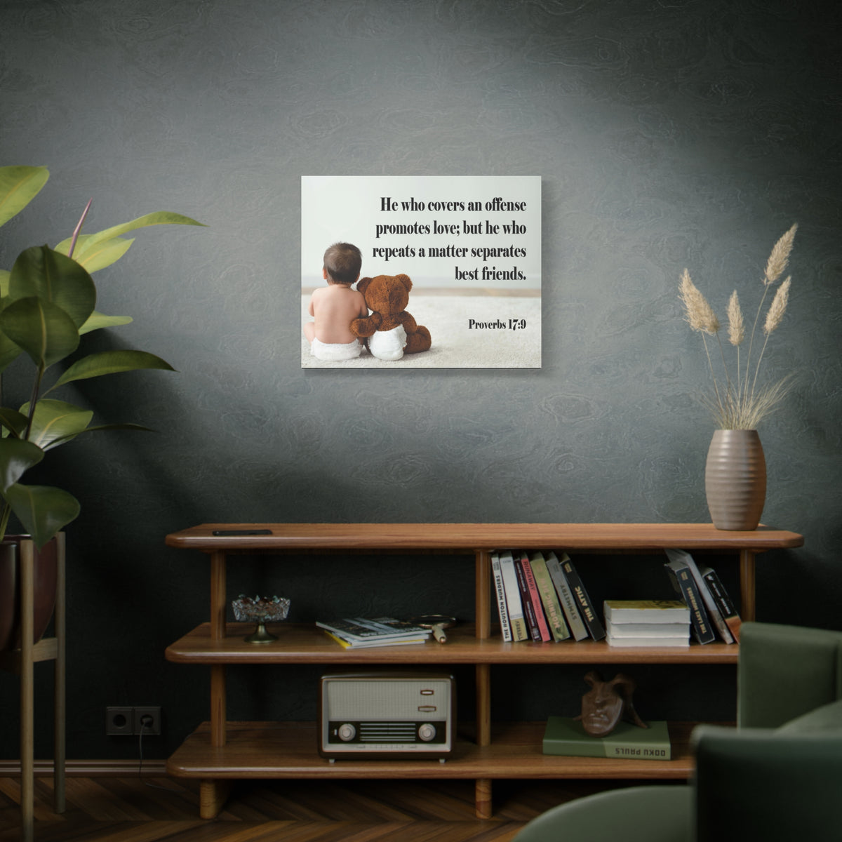 Scripture Canvas Best Friends Proverbs 17:9 Christian Wall Art Bible Verse Print Ready to Hang