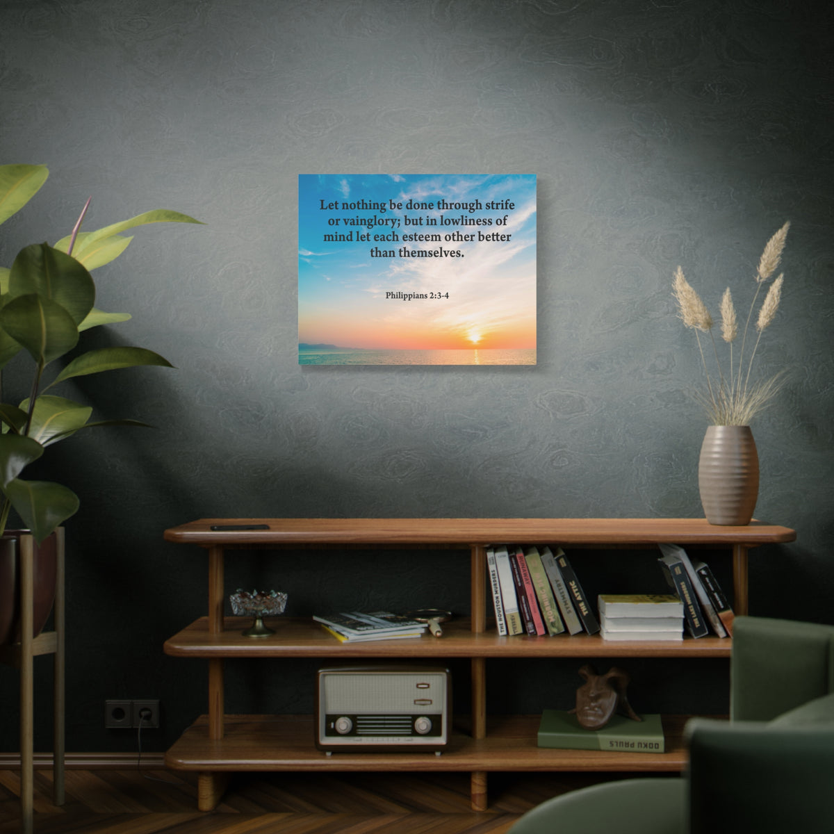 Scripture Canvas Let Nothing Be Done Philippians 2:3-4 Christian Wall Art Bible Verse Print Ready to Hang