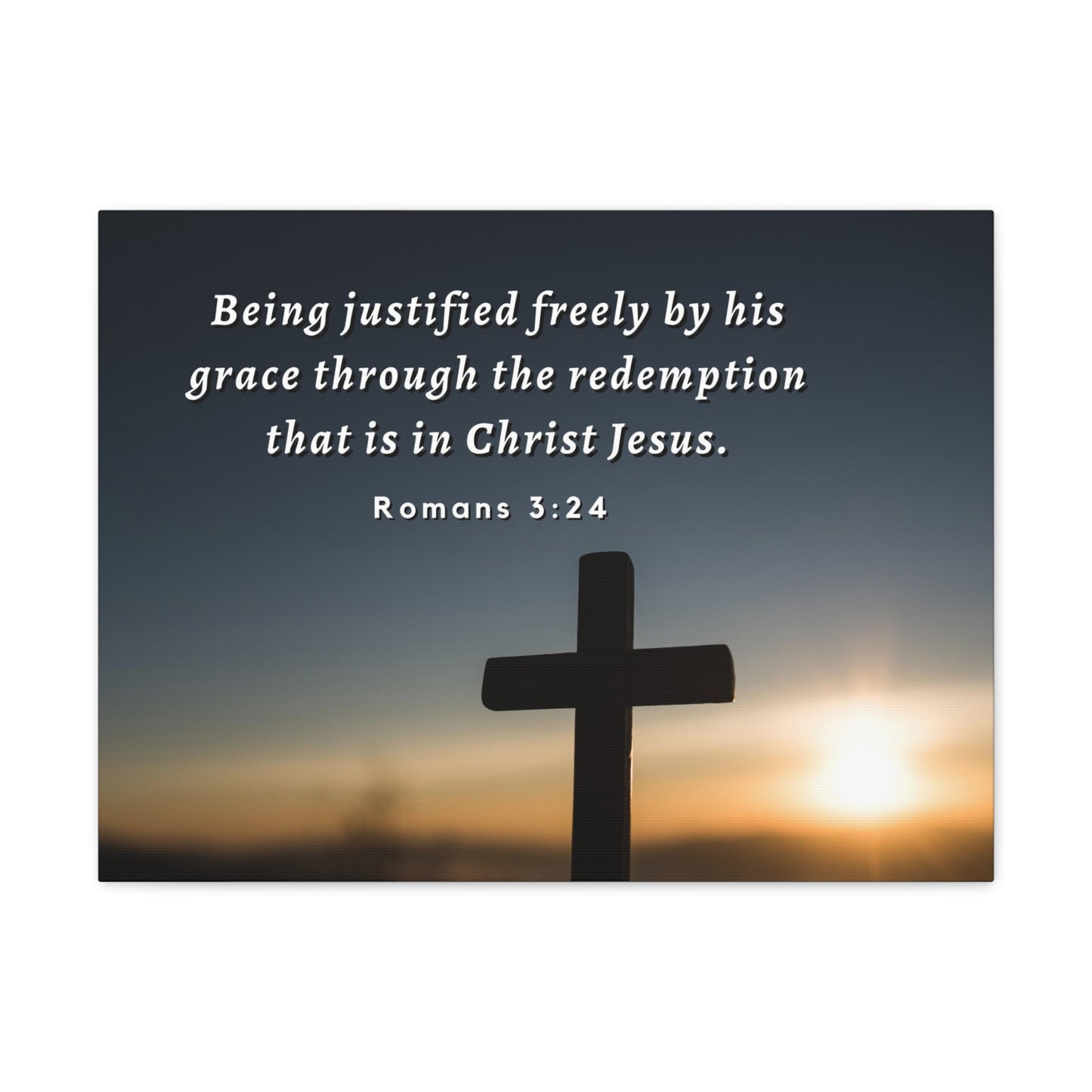 Redeemed Romans 3:24 Bible Verse Canvas Christian Wall Art Ready to Hang