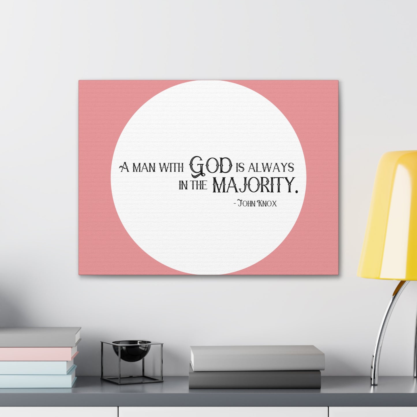 A Man With God Pink 1 Timothy 6:11 Bible Canvas Christian Wall Art Ready to Hang