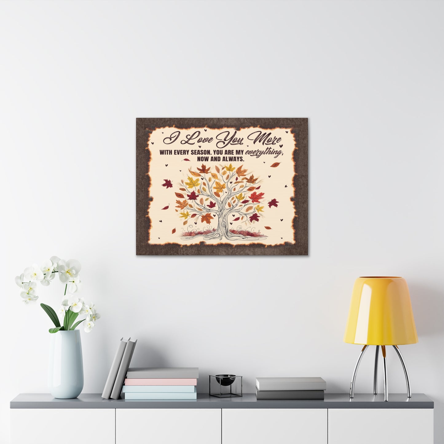 To My Wife I Love You More - Seasonal Tree of Love Canvas Wall Art - Heartfelt Gift for Every Season