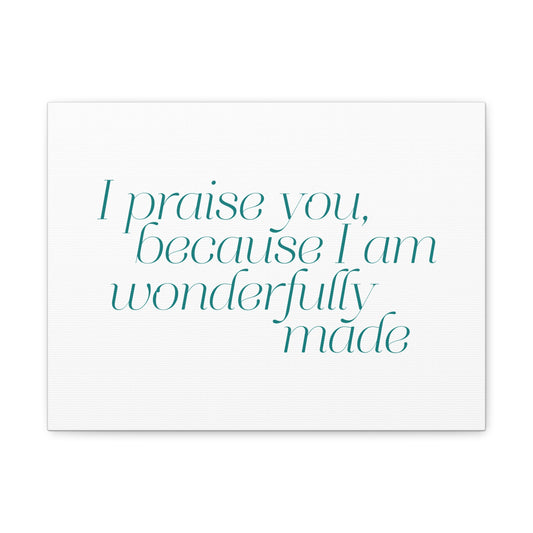 Wonderfully Made Light Blue Psalm 139:14 Bible Verse Canvas Christian Wall Art Ready to Hang
