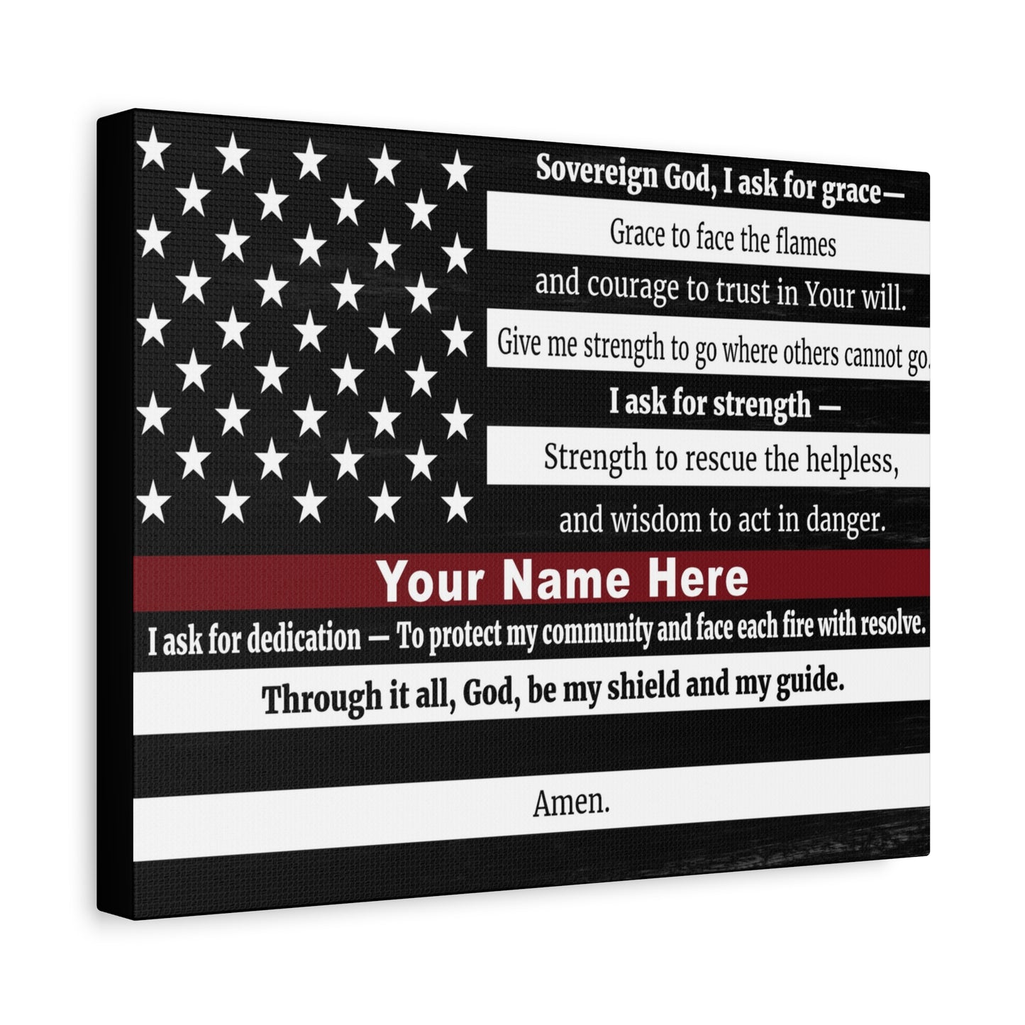Personalized Firefighter's Prayer Bible Canvas Christian Wall Art Ready to Hang Unframed