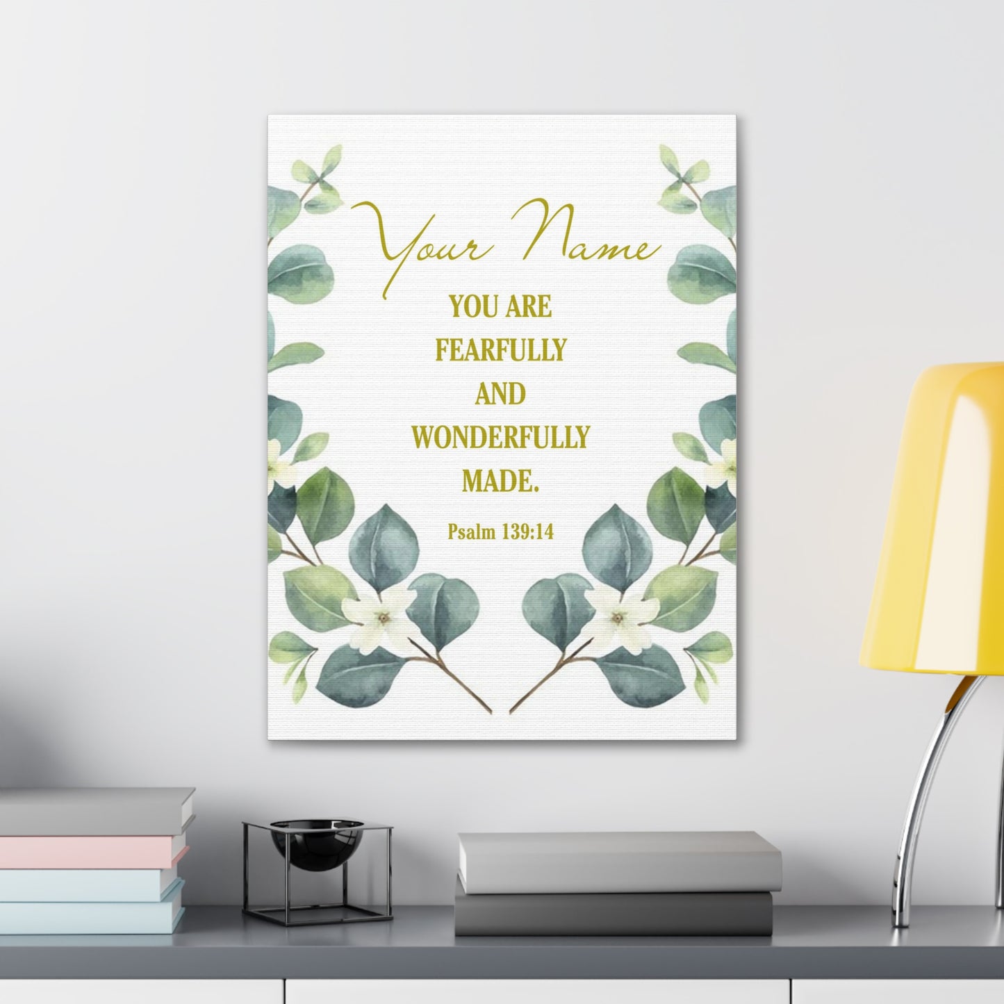 Personalized Psalm 139:14 Bible Verse Canvas Christian Wall Art Ready to Hang