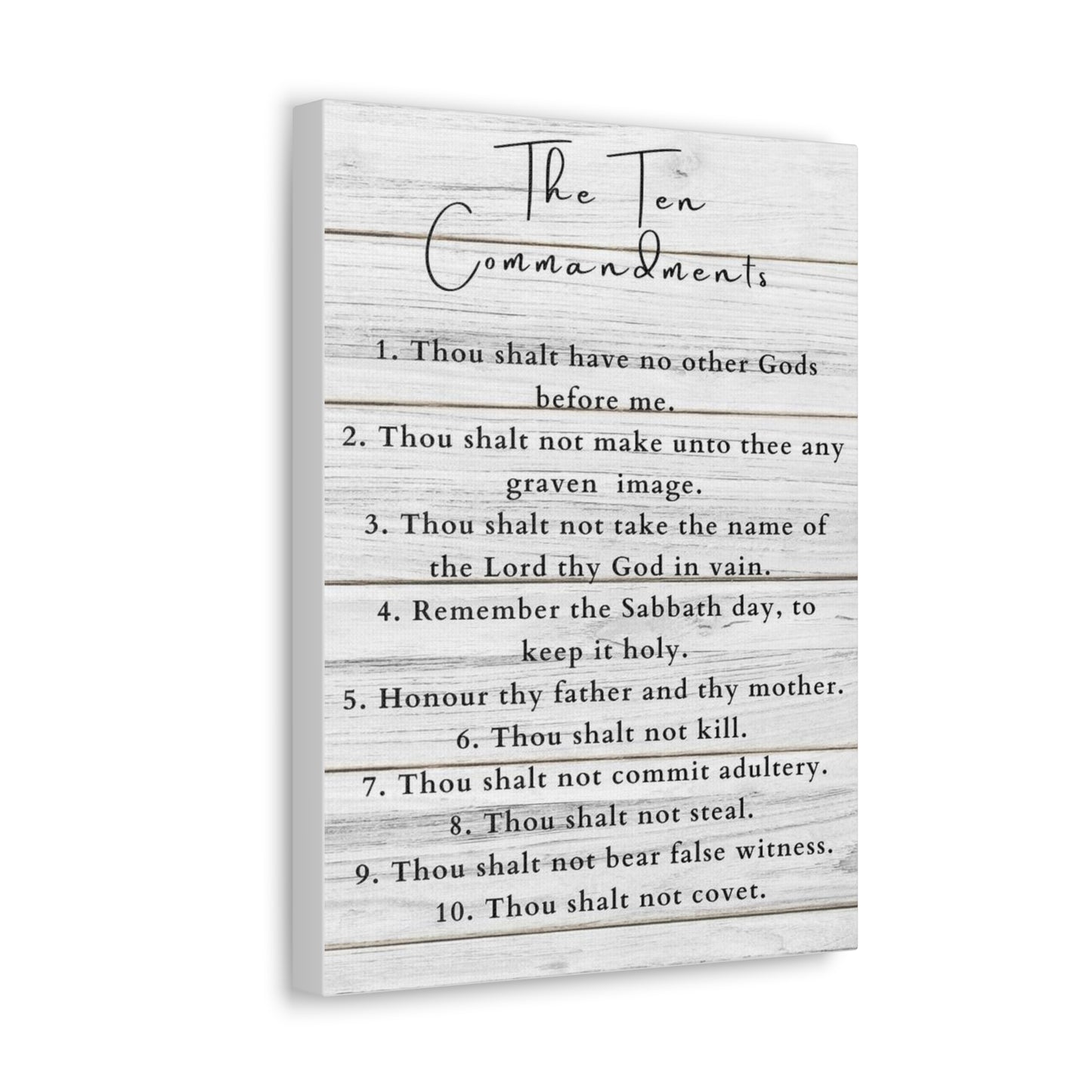 Ten Commandments White Christian Wall Art Print Ready to Hang