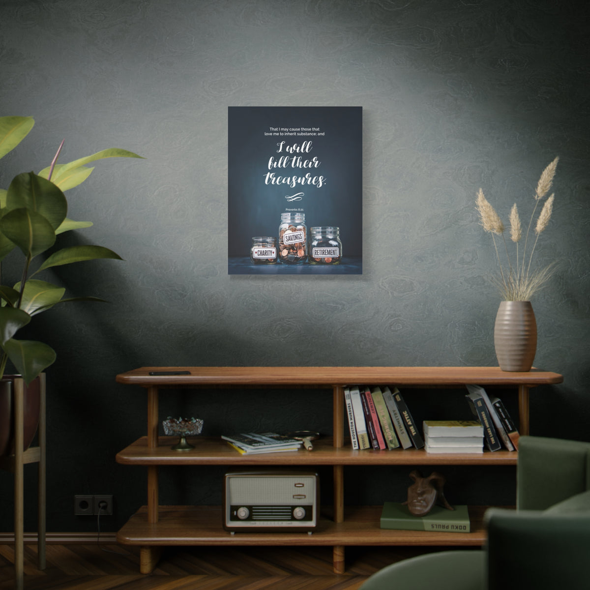 Scripture Canvas I Will Bill Their Treasures Proverbs 8:21 Christian Wall Art Bible Verse Print Ready to Hang