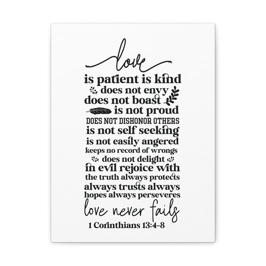 1 Corinthians 13:4-8 Love Is Bible Verse Canvas Christian Wall Art Ready to Hang Unframed