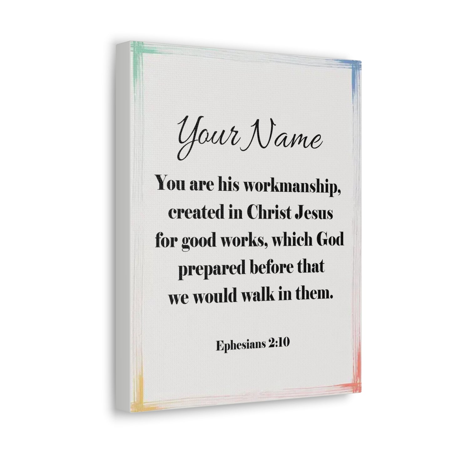 Personalized Ephesians 2:10 Bible Chapter Canvas Christian Wall Art Ready to Hang