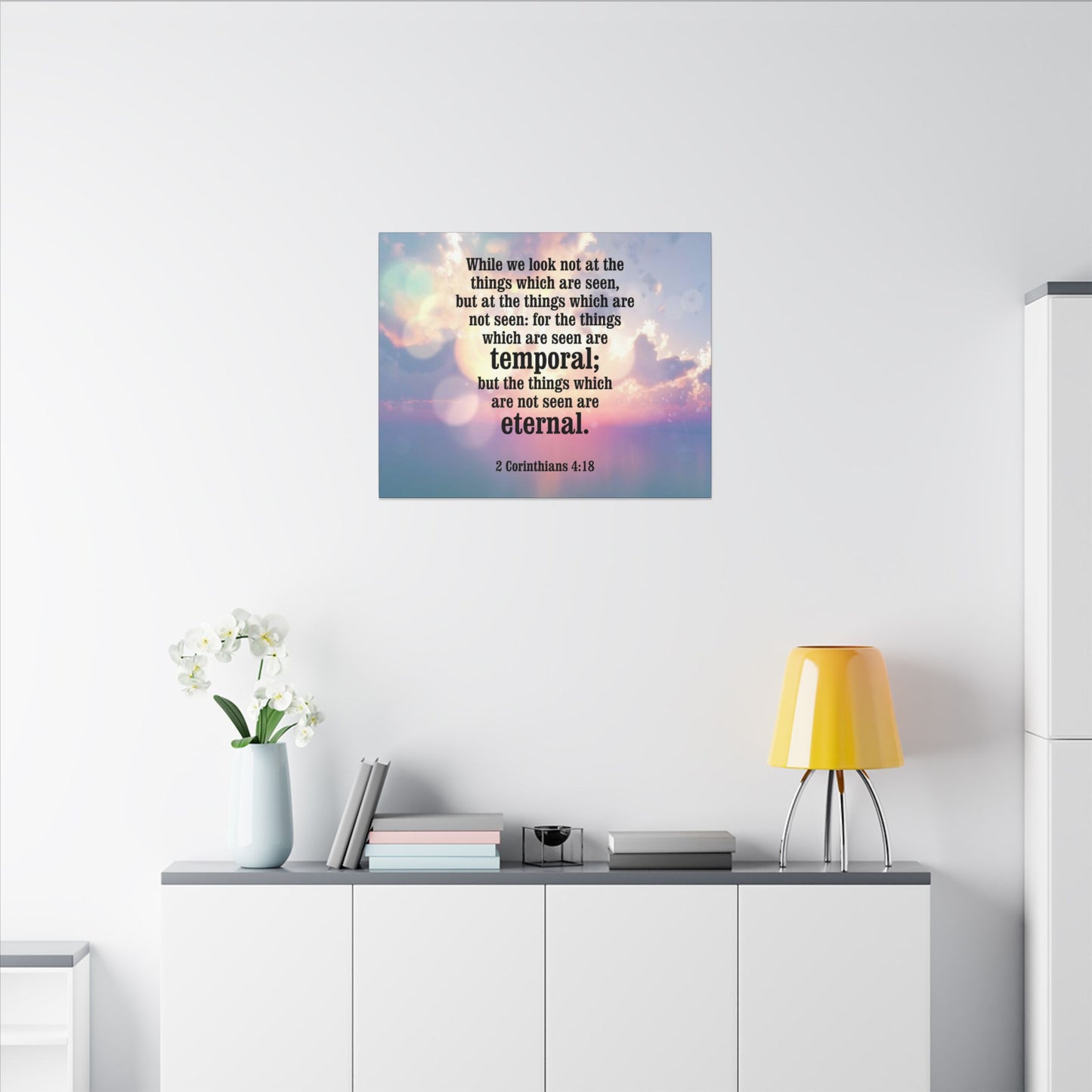 Scripture Canvas Temporal and Eternal Things 2 Corinthians 4:18 Christian Wall Art Bible Verse Print Ready to Hang