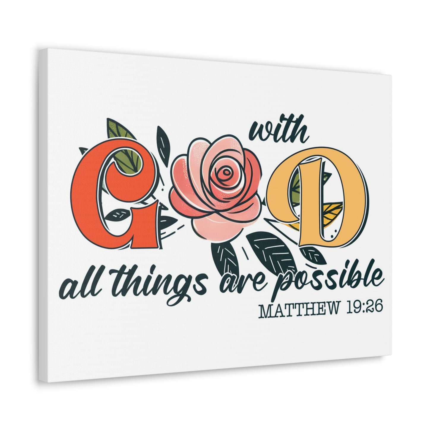 Matthew 19:26 All Things are Possible Bible Verse Canvas Christian Wall Art Ready to Hang Unframed