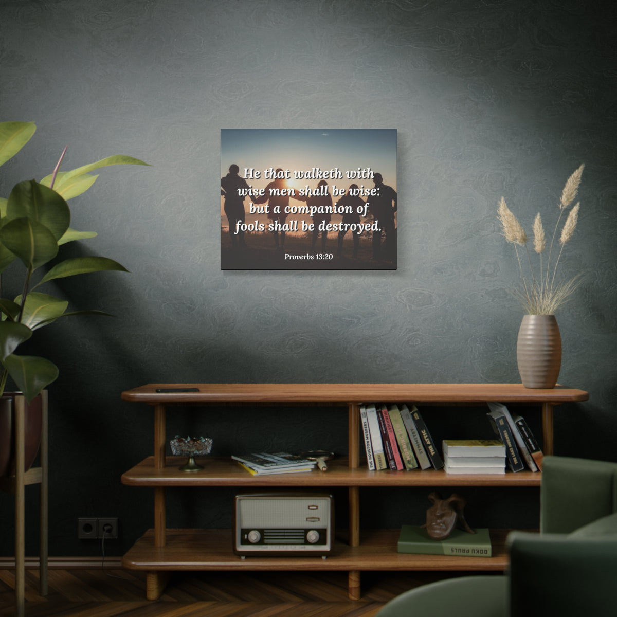Scripture Canvas Walk With Wise Men Proverbs 13:20 Christian Wall Art Bible Verse Print Ready to Hang