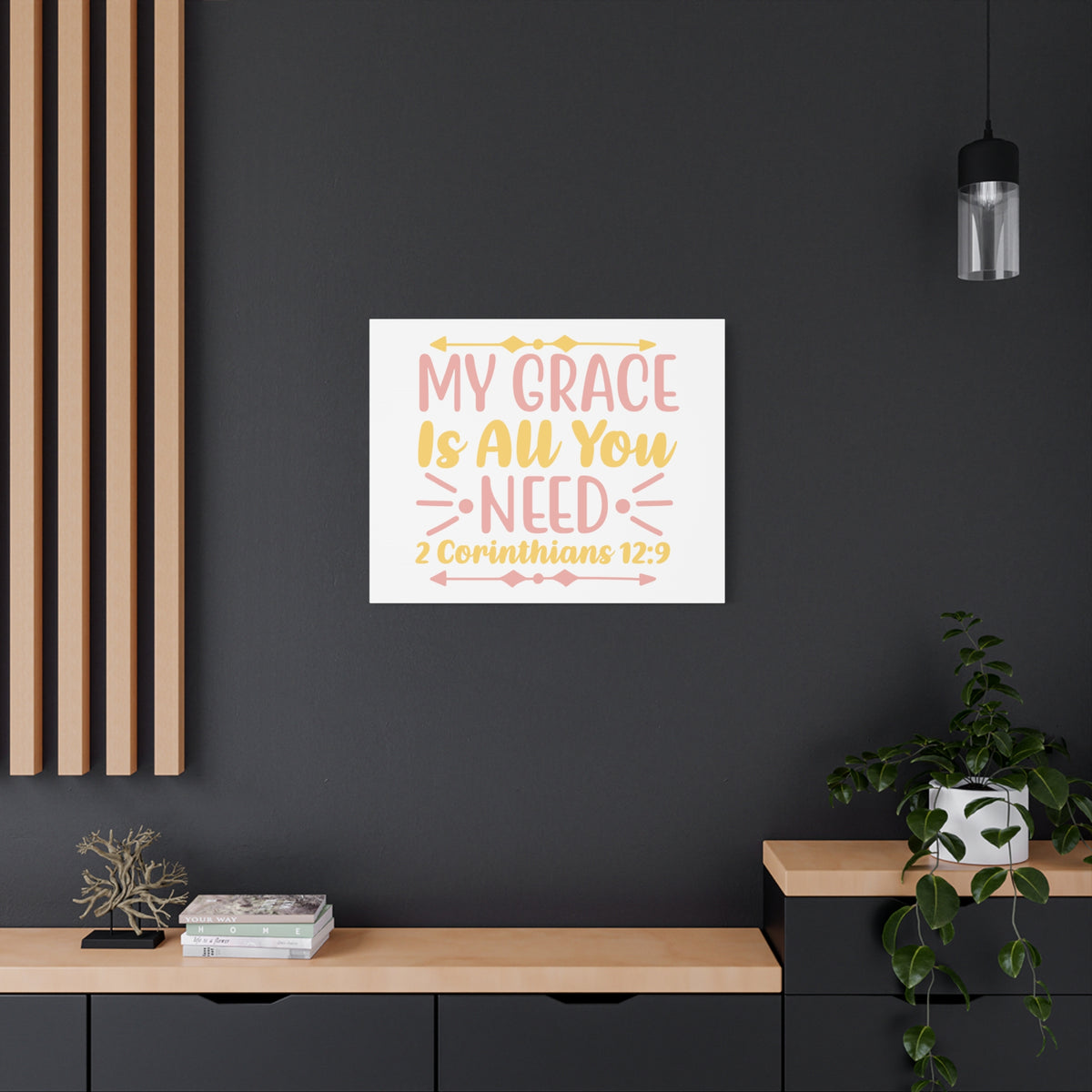 Scripture Canvas My Grace Is 2 Corinthians 12:9 Christian Wall Art Bible Verse Print Ready to Hang