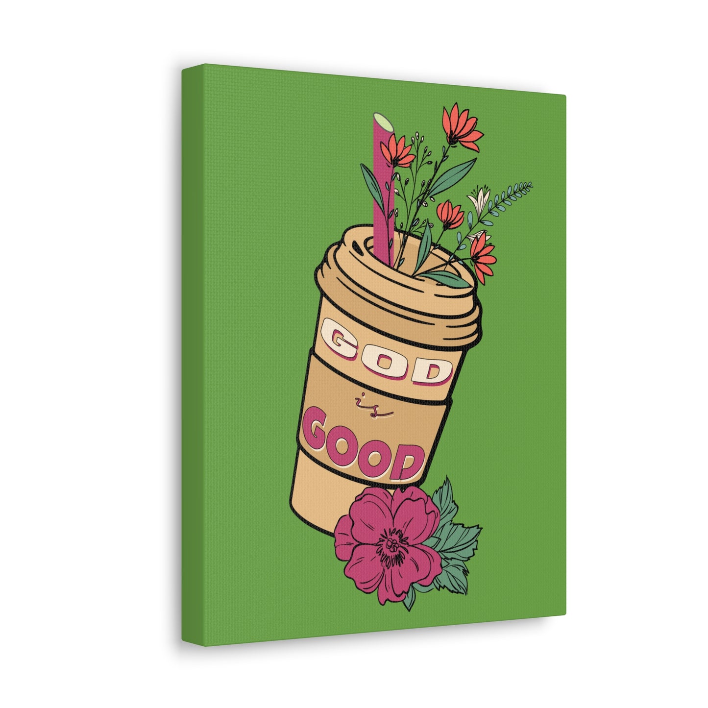 God Is Good Psalm 100:5 Flower Cup Christian Wall Art Bible Verse Print Ready to Hang