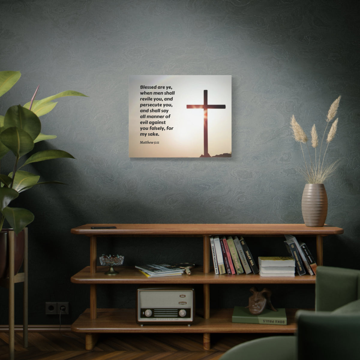Scripture Canvas All Manner Matthew 5:11 Christian Wall Art Bible Verse Print Ready to Hang