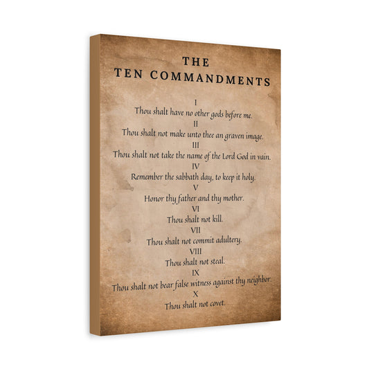 Scripture Canvas 10 Commandments Christian Wall Art Bible Verse Print Ready to Hang