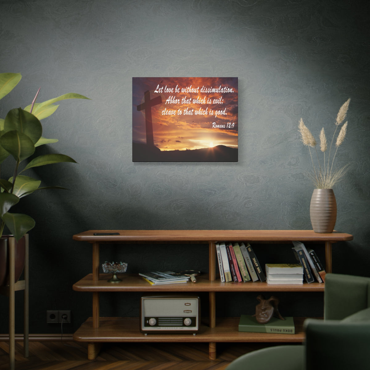 Scripture Canvas Love Without Dissimulation Romans 12:9 Christian Wall Art Bible Verse Print Ready to Hang