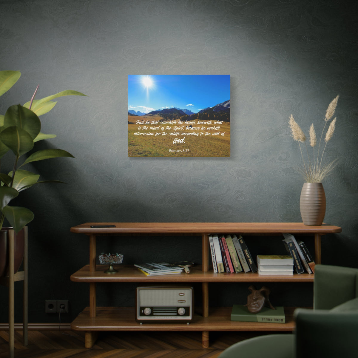 Scripture Canvas The Will of God Romans 8:27 Christian Wall Art Bible Verse Print Ready to Hang