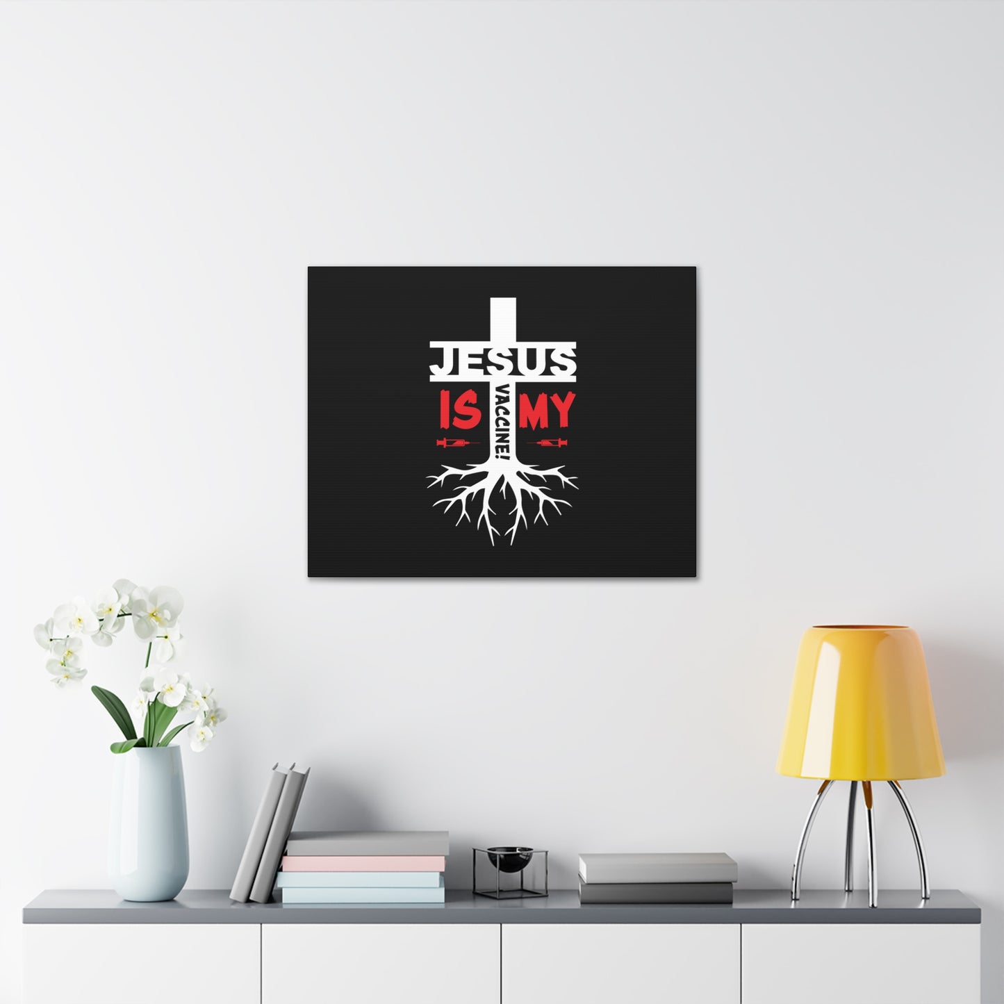 Jesus Is My Vaccine 1 Peter 2:24 Red Christian Wall Art Bible Verse Print Ready to Hang