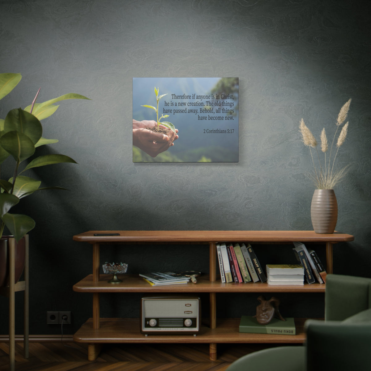 Scripture Canvas Anyone is a New Creation 2 Corinthians 5:17 Christian Wall Art Bible Verse Print Ready to Hang